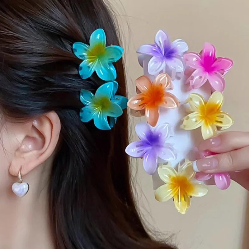 4/7cm Fashion Egg Flower Hair Clip Bohemian Beach Style Hairpins Gradient Egg Flower Kids Hair Accessories for Women Girls Gift