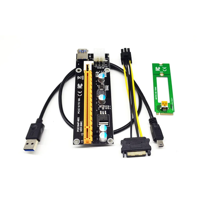 Nowy 1X do 16X M2 NGFF PCI-E pci express Extender adapter do kart rozszerzających 60CM kabel USB 3.0 6Pin kabel zasilający do koparka bitcoinów górnictwo — zdjęcie 2