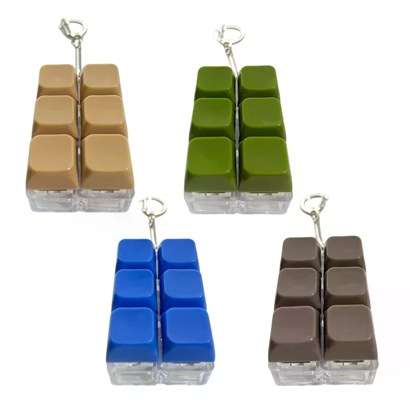 6Keys Finger Button Anti-stress Toys Keychain Mechanical Keyboard Axis Tester Keycaps With LED Lights Finger Keyboard Caps Toy