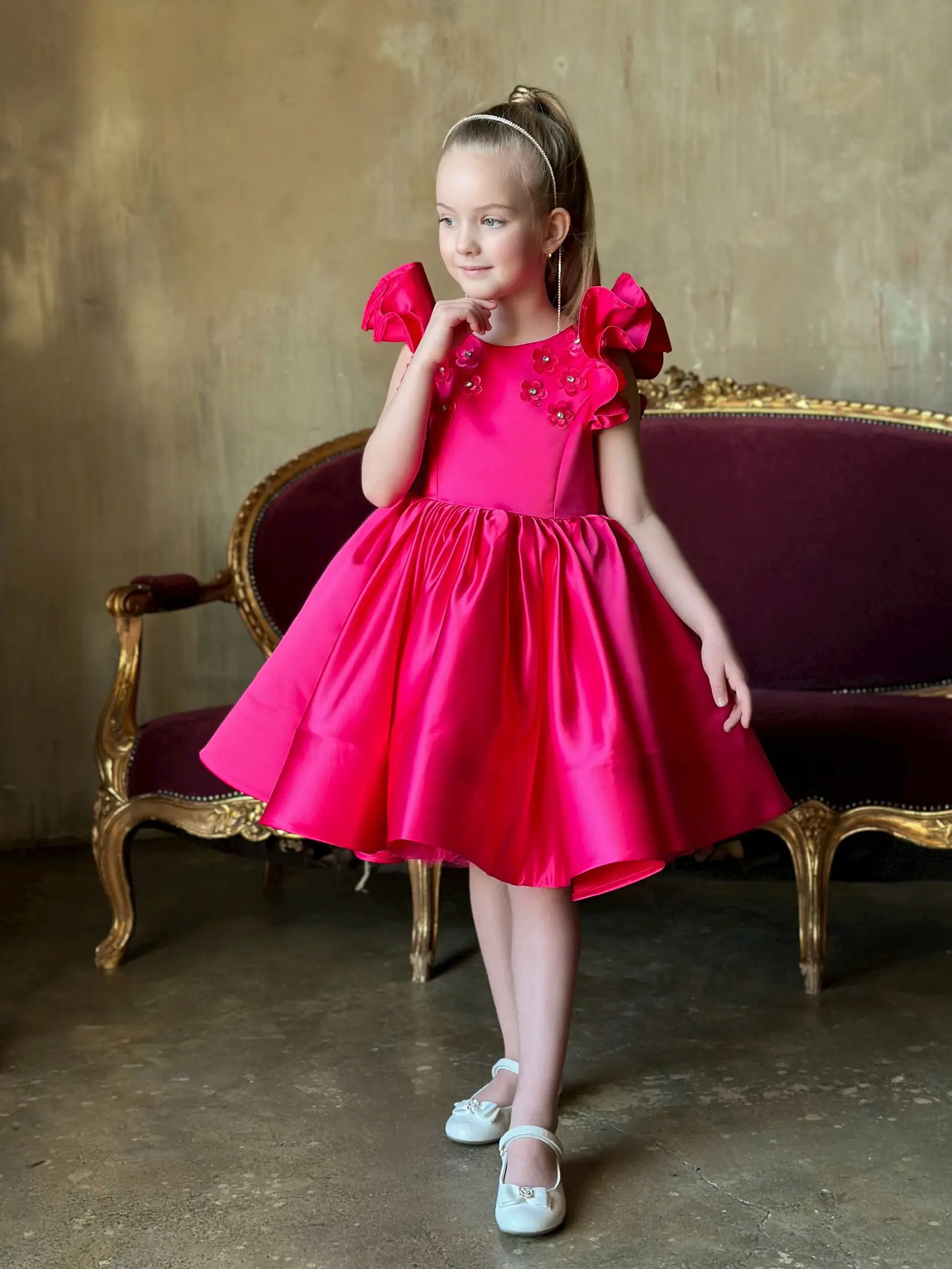 SoDigne A-line Satin Flower Girl Dress Sleeveless O-Neck Simple Skirt Girls Party Dresses 2025 Flowers Kid Gown Customized