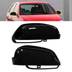Gloss Black Wing Door Reaview Mirror Cover Caps For 2005-09 VW Polo MK4 9N Hatch