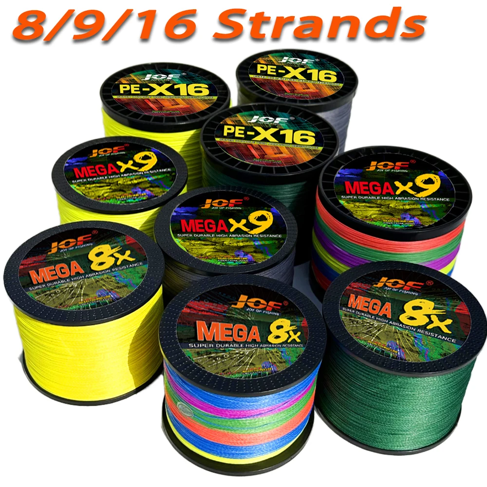 JOF Braid Fishing Line 8X/9X/16X Strands 100M Spinning PE Japan Carp Fly Sea Saltwater Weave Extreme Strong Line Pesca 8.2-91kg