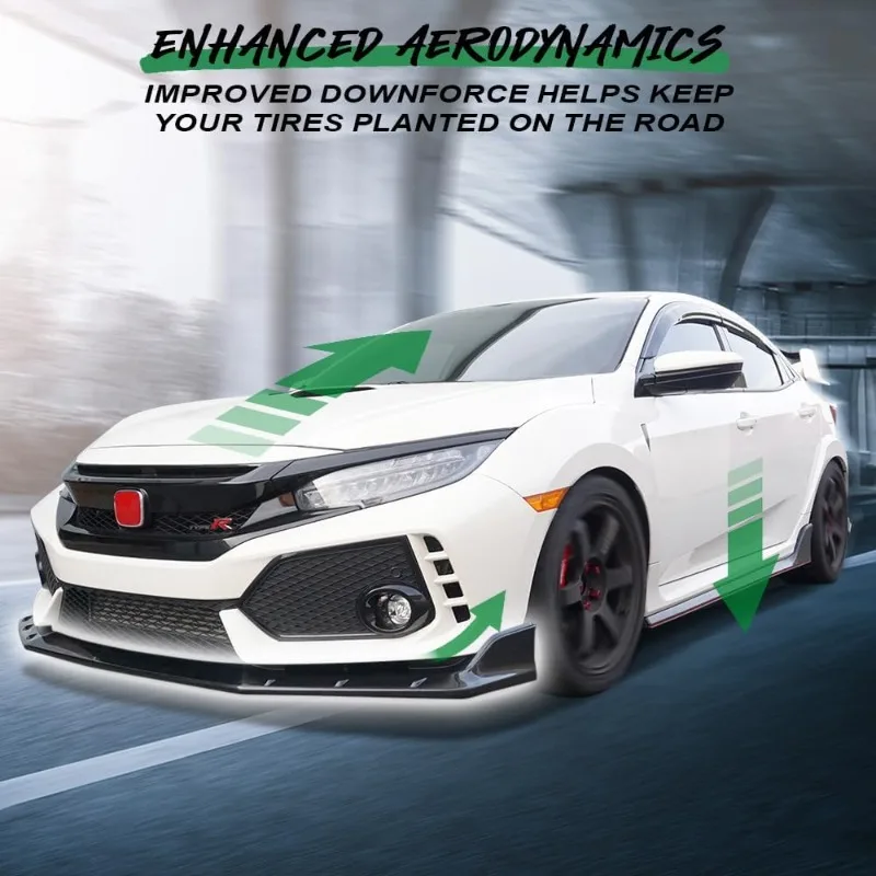 us Compatible with 2008-2015 Mitsubishi Evolution X EVO 10 Black VT Style PU Front Bumper Lip Splitter Spoiler