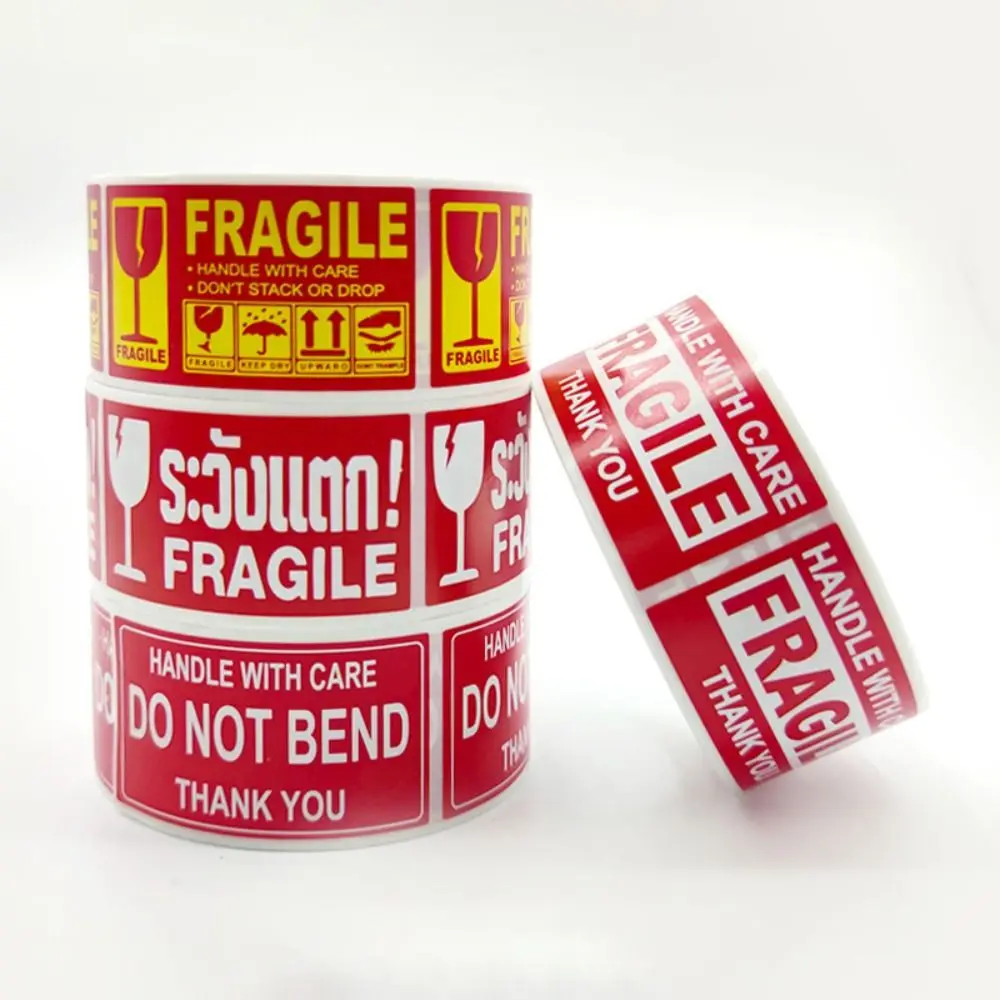 250 قطعة/لفة 25x45 مللي متر ملصق تحذير هش علامة خاصة السلع السريعة ملصق طرف هش لتقوم بها بنفسك الشحن يرجى التعامل مع الرعاية