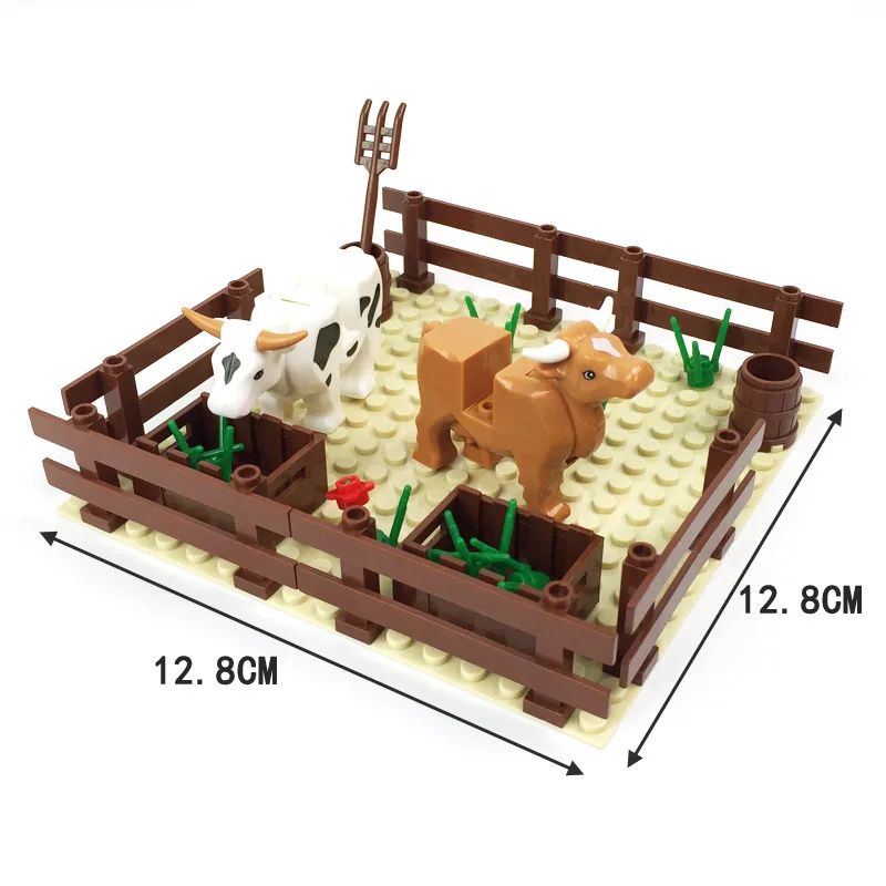 Farm Scene Series Radish Field Corn Field Pigsty Cowshed Assembling Building Blocks Set DIY Bricks Toys For Kids Christmas Gifts