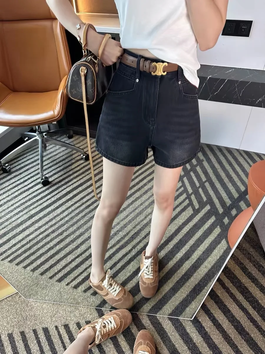 High Waist A-Line Denim Shorts for Women Summer New Loose Casual Versatile Hot Pants Side Slit Wide Leg Jeans Casual Style