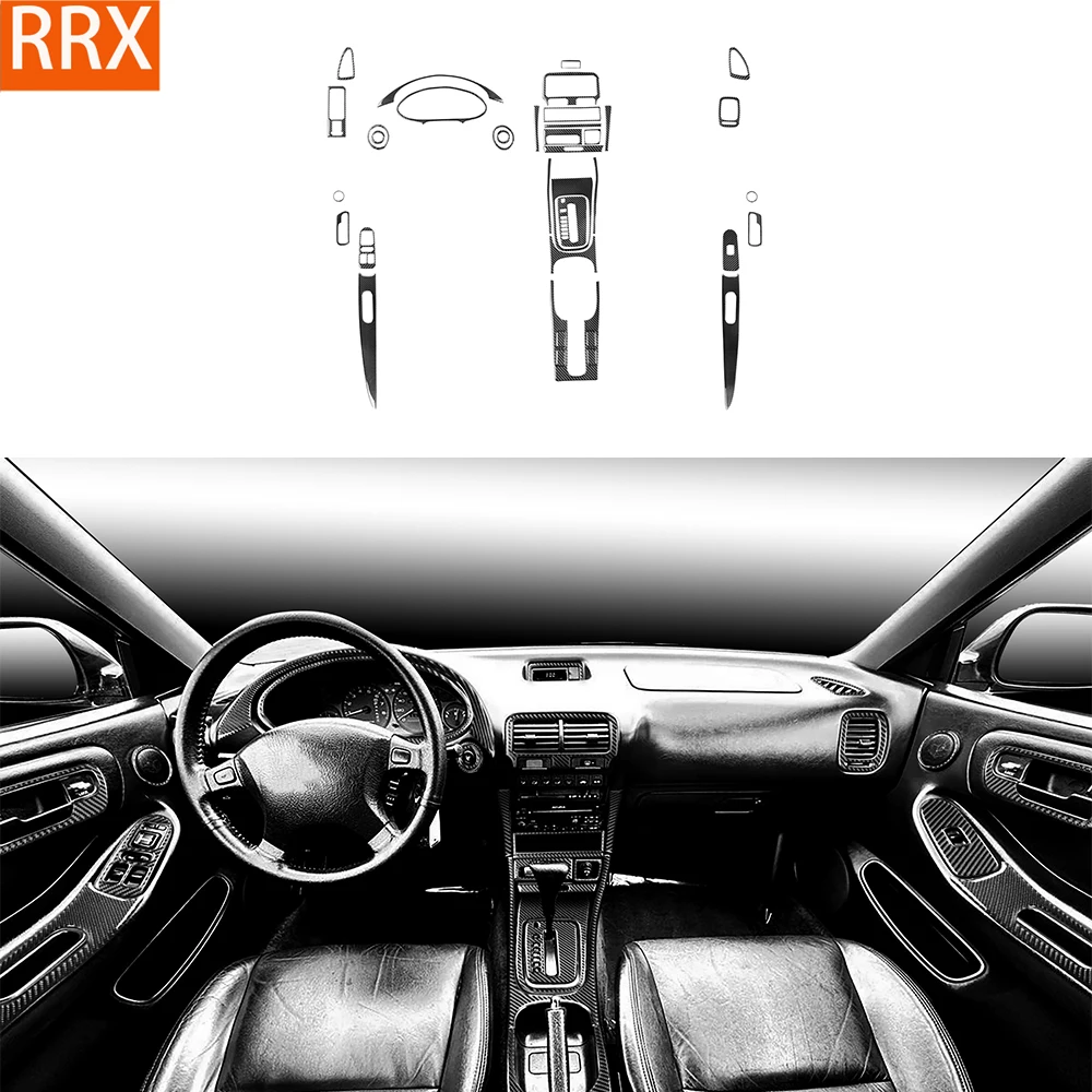 For Acura Integra 1994-2001 Real Carbon Fiber Stickers Central radio AC CD cup holder door Lift panel Car Accessories decorative