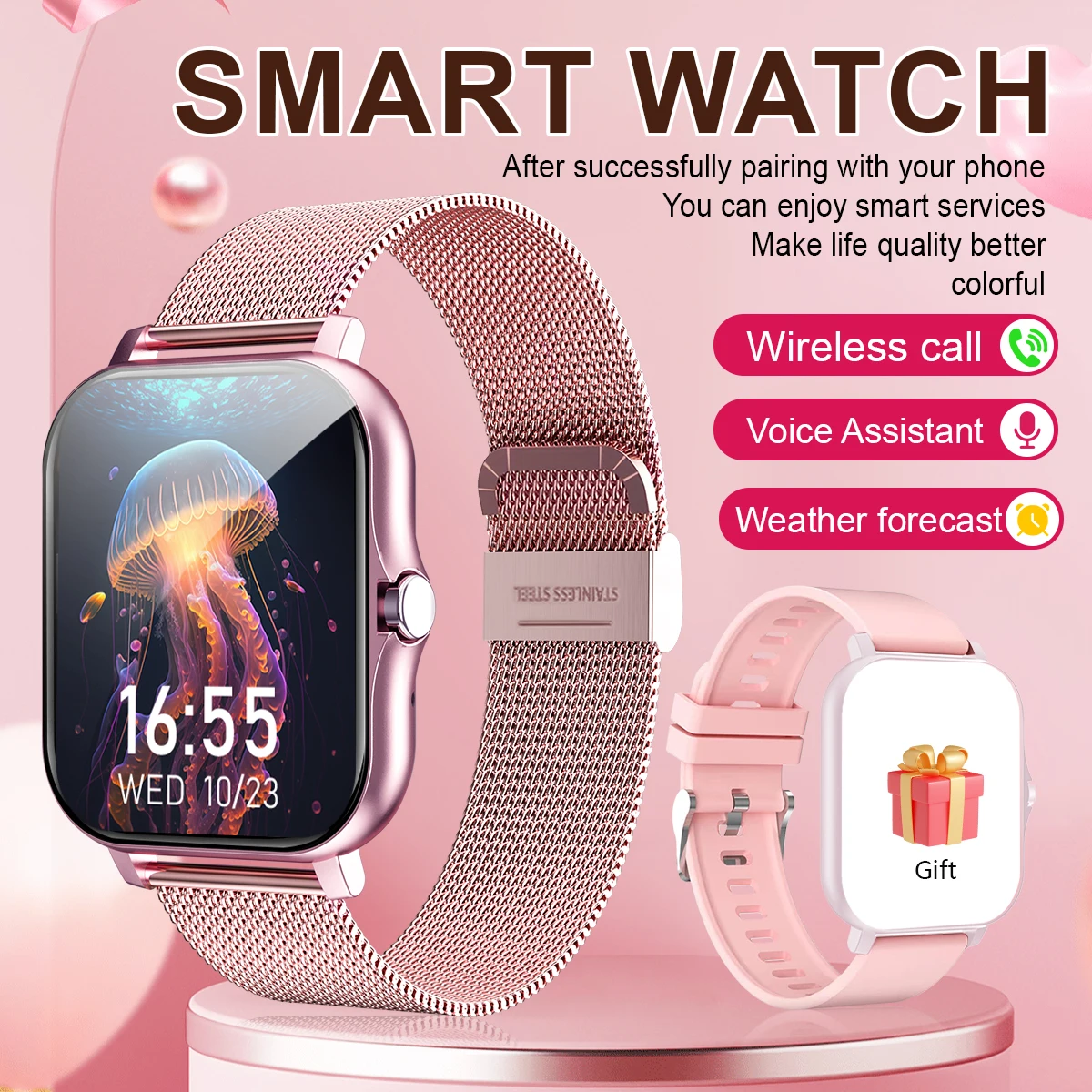 1.83 Size with smart watch, wireless call, compatible with Android and iPhone, fitness tracking unisex sports watch