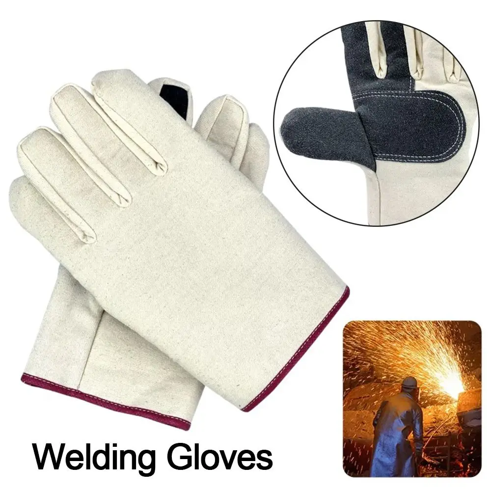 New Thick Welding Gloves Canvas High Temperature Resistance Labor Gloves Wear Resistant Security Protection Safety Gloves