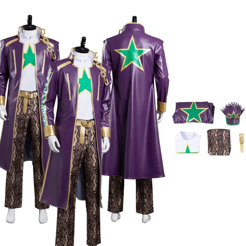 Anime Kujo Jotaro Costume Cosplay uomo adulto t-shirt giacca cappotto pantaloni abiti Halloween Carnival Party Suit