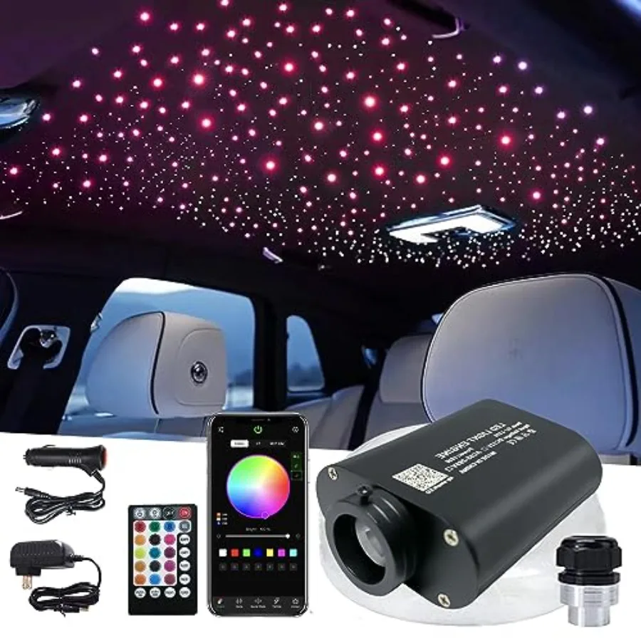

【New model】16W RGBW LED Fiber Optic Lights Star Ceiling Light Kit Remote+APP+Music Mode Sound Sensor for Car and Home Decoratio