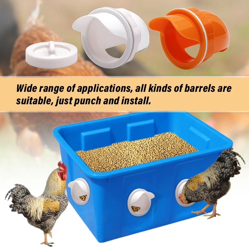 Chicken Water Feeder Poultry Feeding Kit Supplies DIY Rain Proof Poultry Feeder Port Gravity Feed Kit For Buckets Barrels Bins