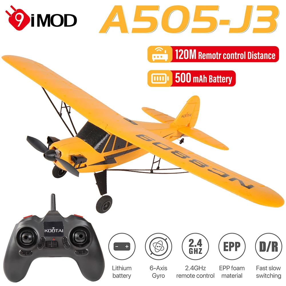 

9IMOD A505 J3 RC Plane Remote Control Plane EPP 3D/6G 3CH Scale 2.4GHz Fixed Wing Aircraft Model for Beginner Kids Gift