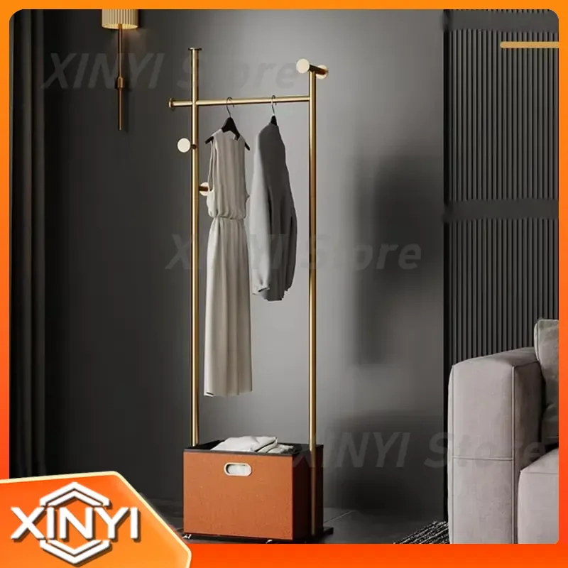 for bedroom clothes rack for living room floor standing double pole hanging clothes organizer with storage basket clothes