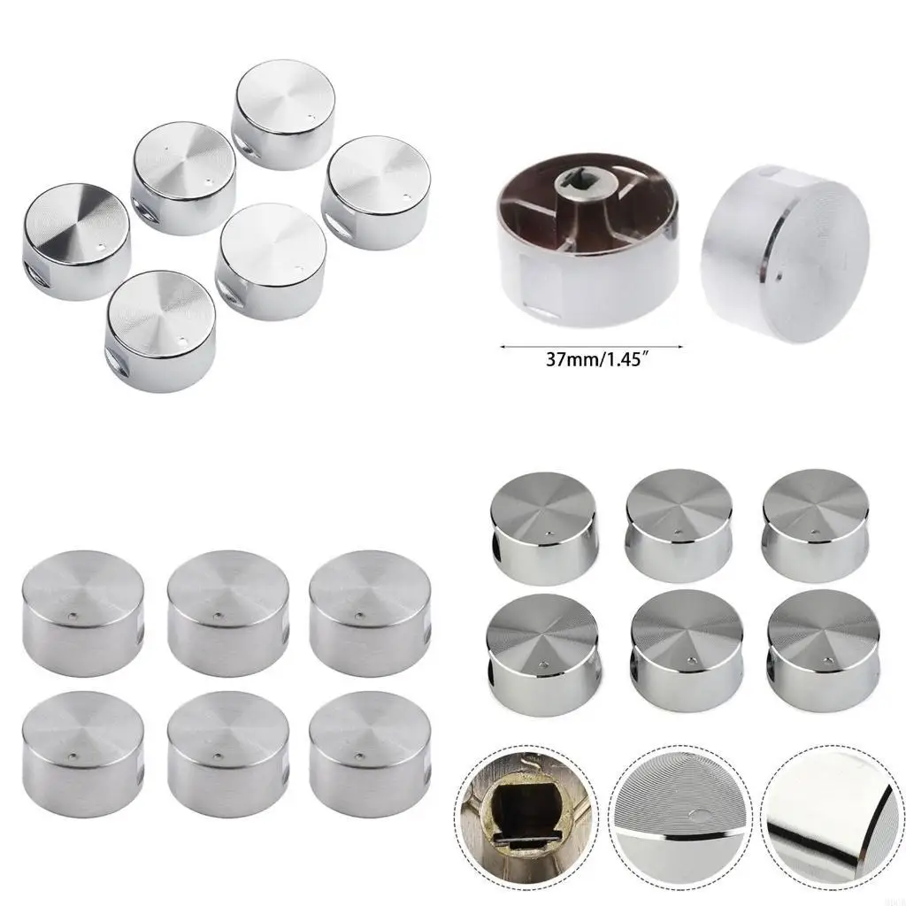 M6CB Pack of 6 Metal Ignition Knob Round Switch Metal Ignition Switch Durable Switch Knobs Metal Material for Cooktops Stove