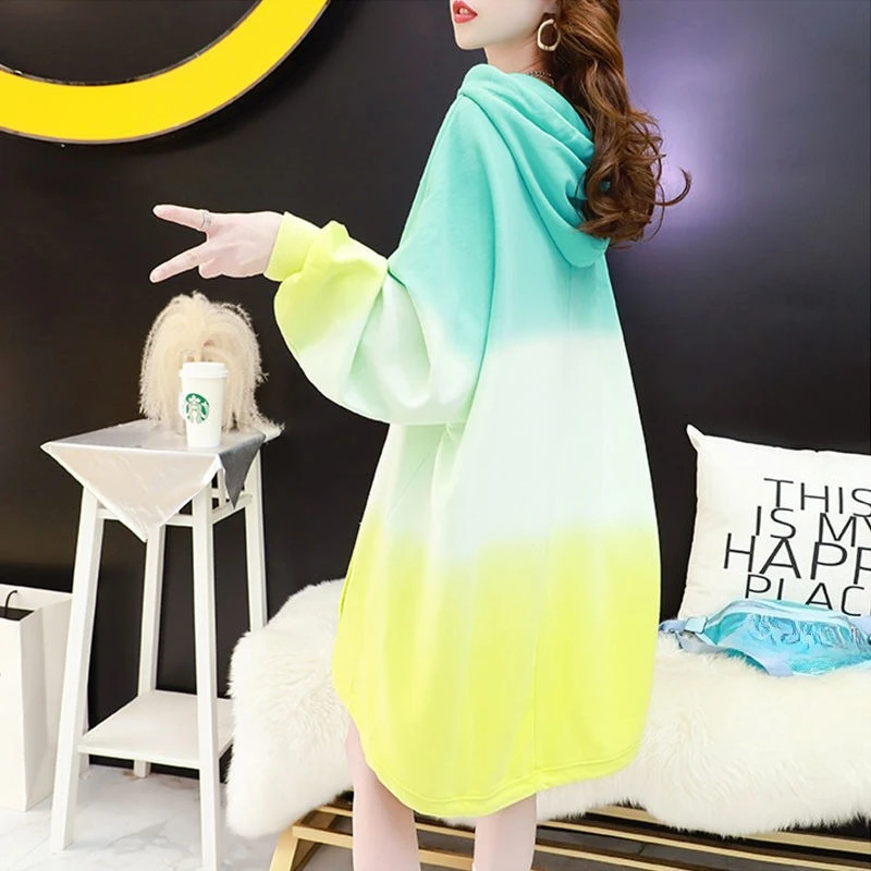 

Spring and Autumn Long Women's Hoodies Sweatshirts Youthful Clothes Korean Popular Outerwears Novelty New in Female Hooded Top