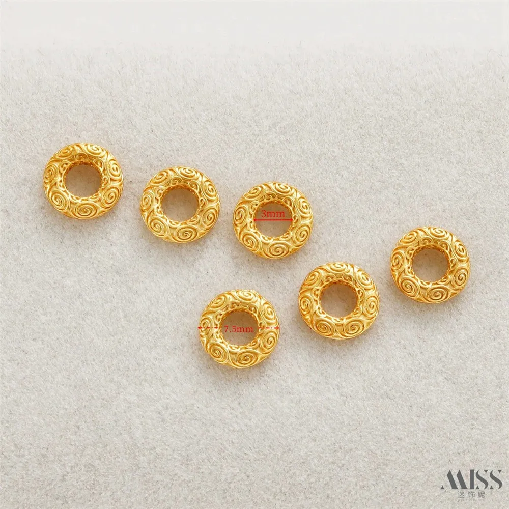 

18K Matte Gold Color Pattern Qiankun Circle Ring Spacer DIY Bracelet Necklace Connecting Ring Concentric Circle Accessories