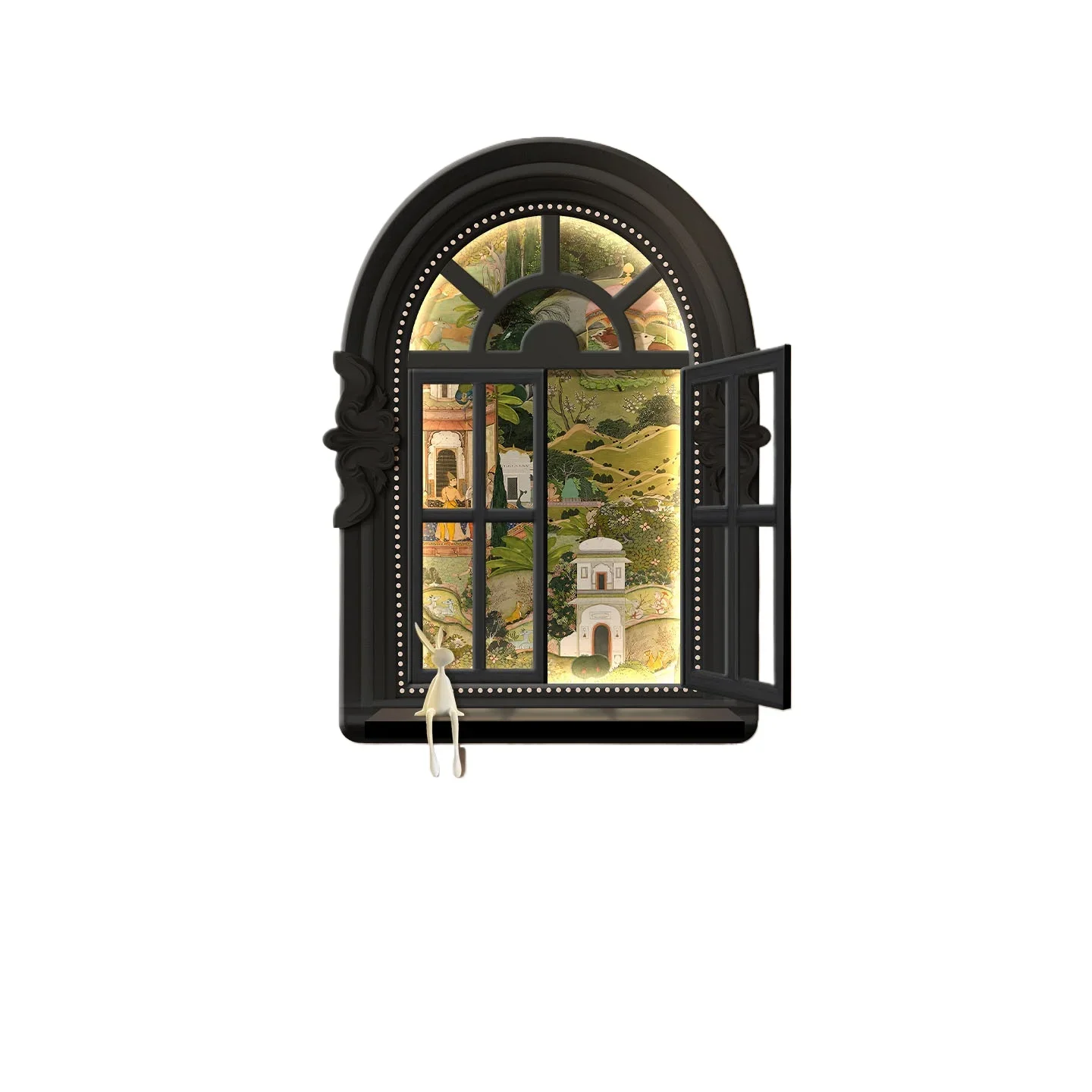 3D three-dimensional living room decorative painting French antique false window wall hanging painting high-level entrance mural
