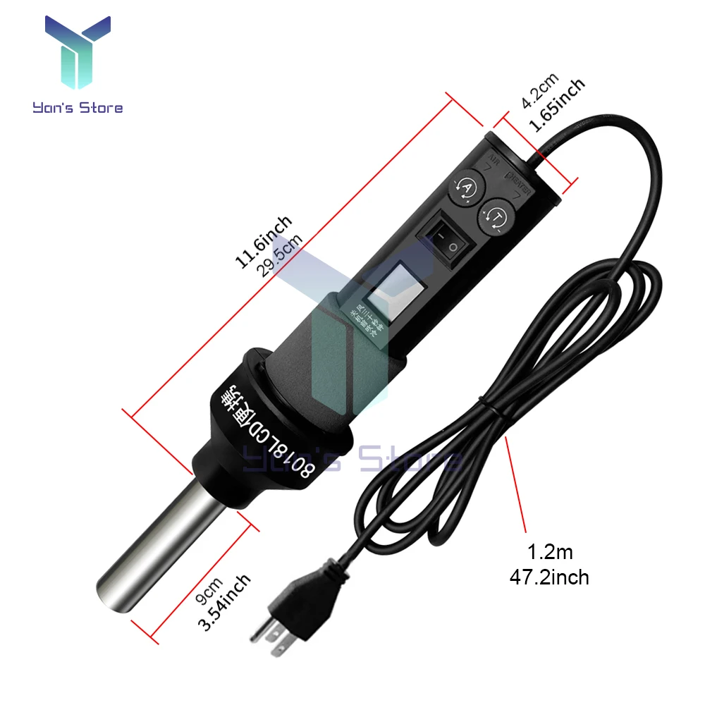 휴대용 납땜 제거 히트건, 산업용 열 송풍기, 조절식 열풍기, 모바일 수리용 헤어 드라이어, 8018LCD