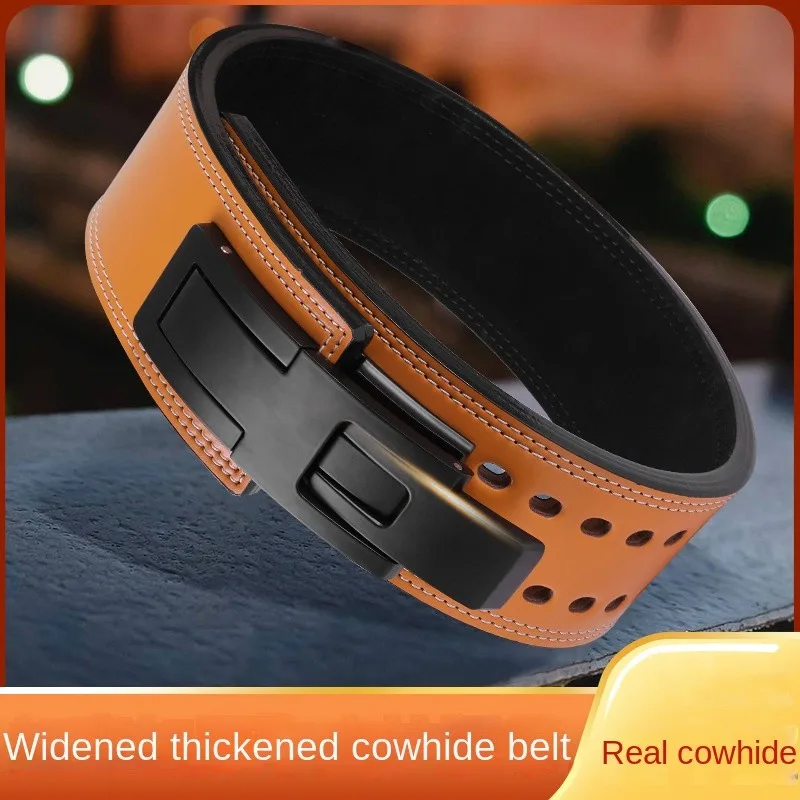 Lifting Belt Cowhide Leather Weightlifting Gym Bodybuilding Deadlift Belt for Heavy Fitness Equipment Training Waist Protector