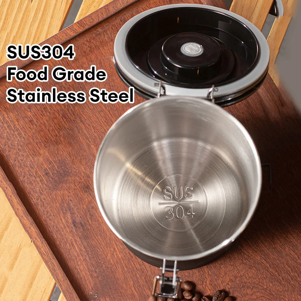 1.2/1.5/1.8L Stainless Steel Coffee Bean Can Large Capacity Coffee Storage Container Sealing Coffee Filling Food Storage Contain