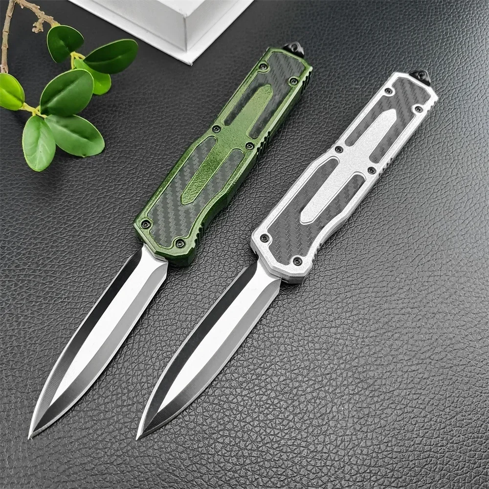 Outdoor Tactical Pocket Knife 440C Blade Zinc Alloy+Carbon Fiber Handle with Pocket Clip Fruit Knife Flipper Knife Camping Tool