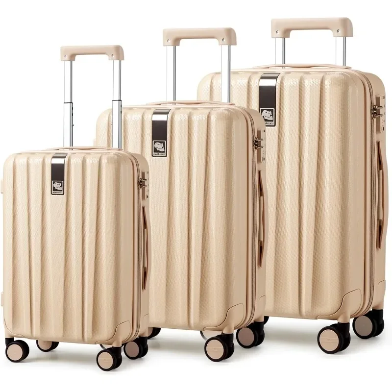 Hanke Luggage Sets 3 piece Carry On Luggage with Wheels PC Hard Shell Suitcases Lightweight Checked Tsa Luggage Large Travel