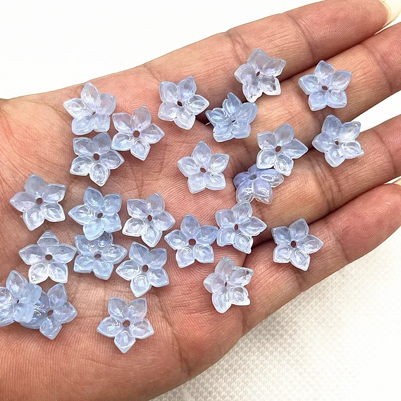 30 Stück 12mm Fünfblättrige Blumen-Lampwork-Perlenkappen Glas-Abstandhalterperlen für Schmuckherstellung DIY-Zubehör Haarnadeln – Detail 14
