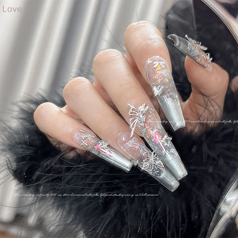 [L & P] 50 قطعة سبائك القوس فراشة DIY بها بنفسك الذهب الفضة مسمار زينة الأظافر اكسسوارات مسمار سحر مسمار الفن تصميم مانيكير لوازم