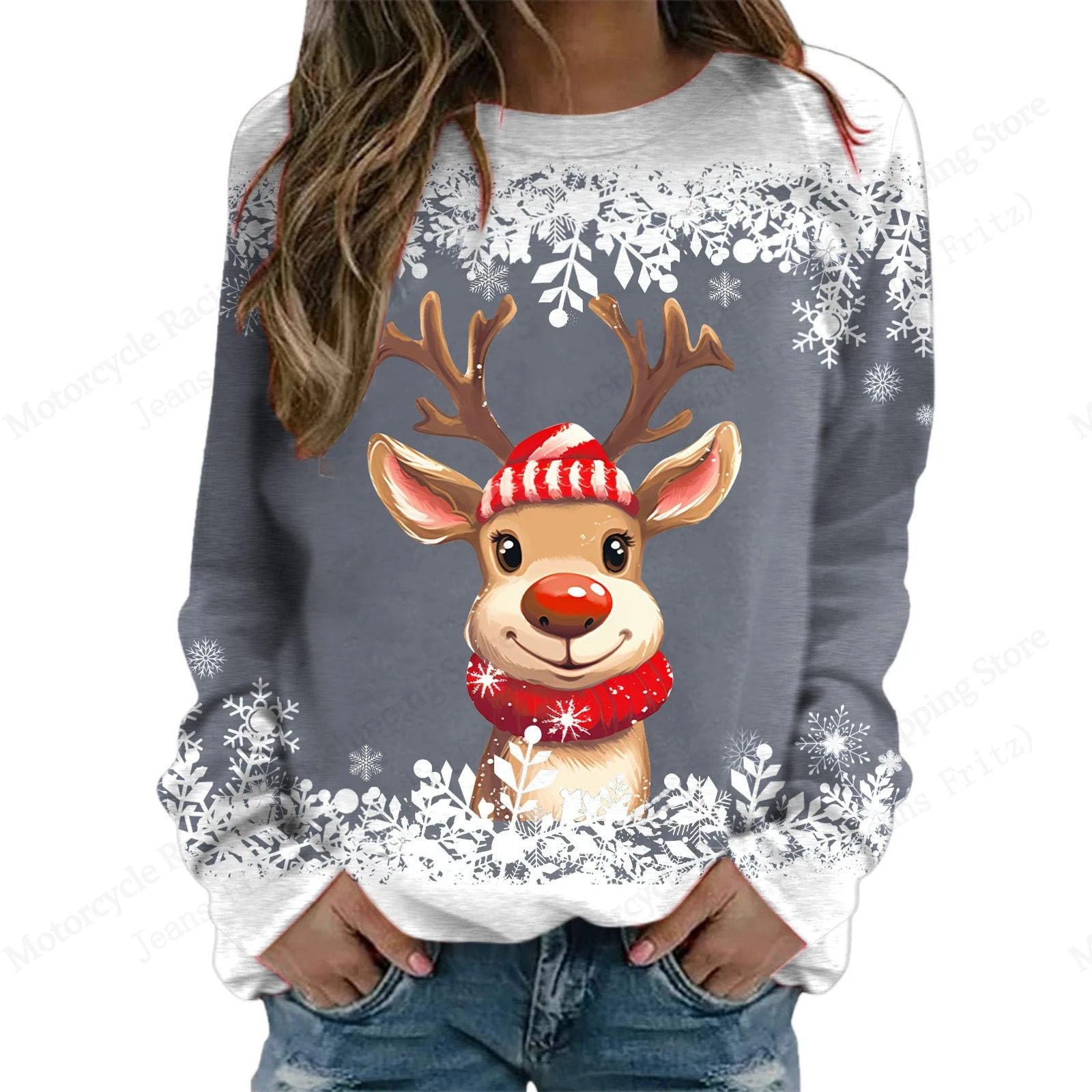 Weihnachten Elch Rentier Sweatshirts 3D Druck frauen Übergroßen Casual Raglan Langarm Pullover Harajuku Tops Weibliche Kleidung