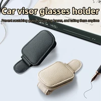JFBONIN Leather Magnetic Sunglasses Holder Car Sunshade Accessory with Ticket Clip Functional Sunshades Car Accessory 3