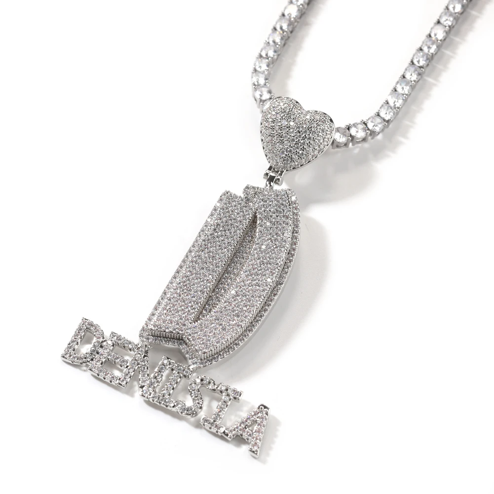 UWIN Customized Stacked Names Pendant for Men Women Iced Out Cubic Zirconia Letters Charms with Heart Bail Fashion Jewelry