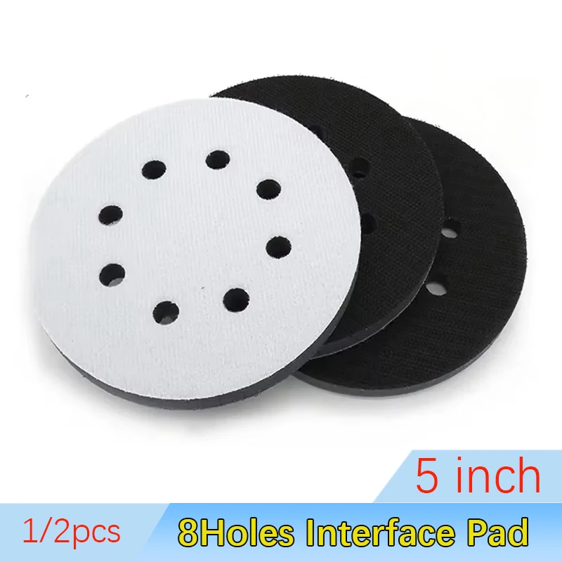 

1/2 шт. 5-дюймовые 8-отверстные мягкие интерфейсные прокладки с креплением на липучке для шлифовальных машин, полировки и шлифовки металла, дерева, автомобилей