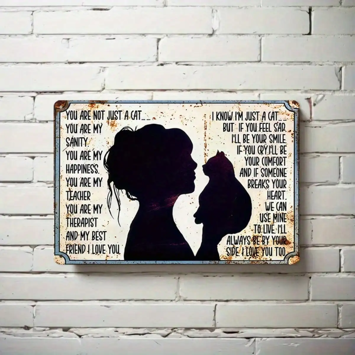 قطعة واحدة من لافتة القصدير أنت لست مجرد قطة - فن مضحك لمحبي الحيوانات الأليفة للمنزل/المكتب، 8 × 12 بوصة/20 × 30 سم