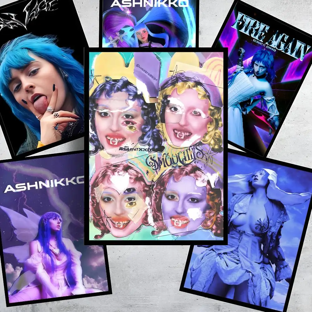 

Singer A-Ashnikko Poster HD Art Stickers Self-Adhesive Painting Modern Home Decor for Bedroom Living Room Wall Decals Gift