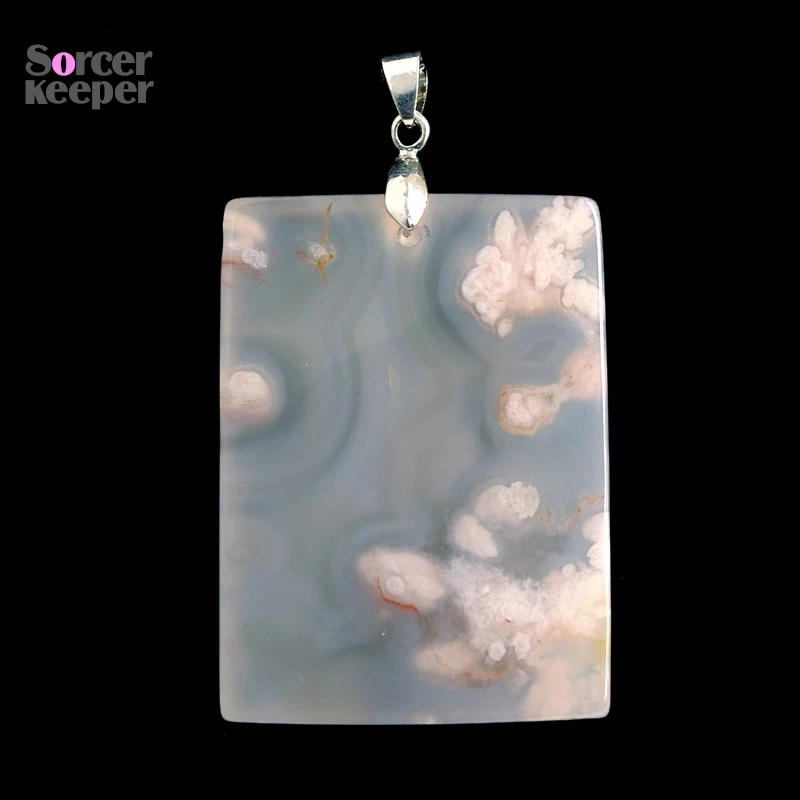 Women & Men Fashion Jewelry Pendants Necklaces With Chain Cherry Blossoms Agate Beads Quartz Gemstone Colares Femininos BP013