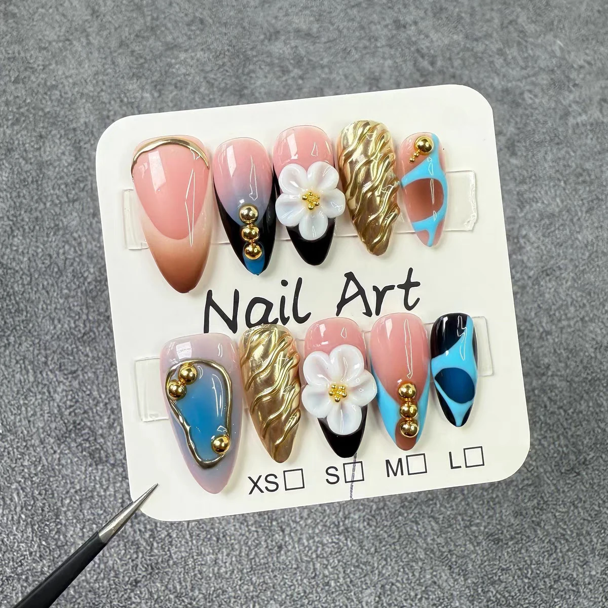 

Summer New Wear Nail Light Luxury Manicure Three-dimensional Engraved Blush Pure Desire Pure Handmade Wear Nail Piece