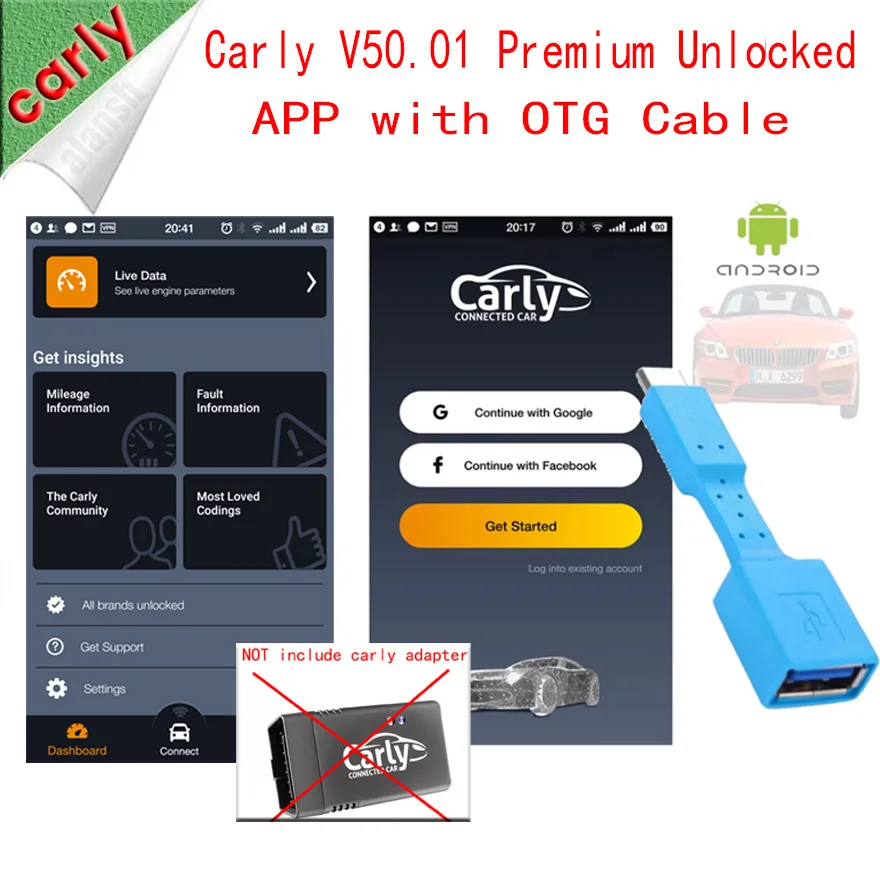 2026 Carly Adapter Scanner All Brand V50.01 APP Diagnostic Program Unlocked Premium Full Function Android App Free Update Nitro
