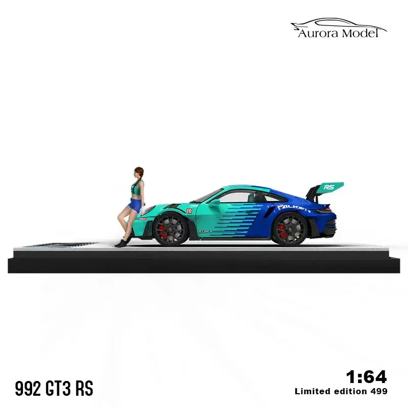 오로라 모델 자동차 RWB992 GT3 RS 합금 다이캐스트 스포츠카 컬렉션 디스플레이, 1:64