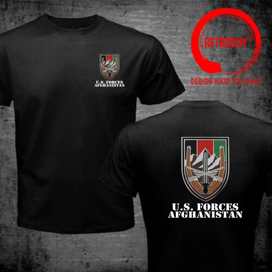 Funny Design U.S. Forces Afghanistan Combat Service  Shirt Men Fashion Trendy Casual Clothing Stylish Tops Tee Shirt Leisure