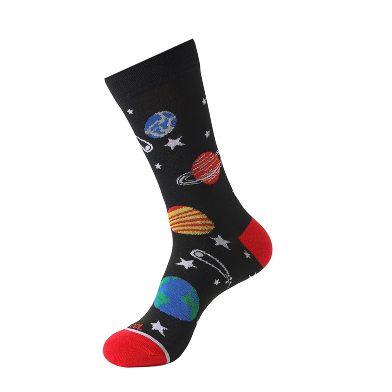 Cartoon Planet Crew Socks Comfortable Fabric Lovely Socks for Thanksgiving New Year Gift