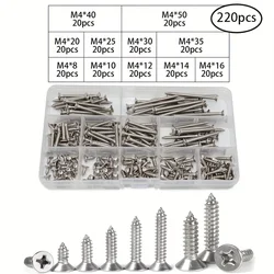 M4 stainless steel cross countersunk head self tapping screw set, flat head cross head self tapping screw set
