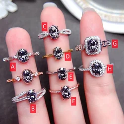 Luxury Gray Moissanite Ring Size 5*7mm 1 Carat VVS Gray Diamond Rings for Women S925 Sterling Silver