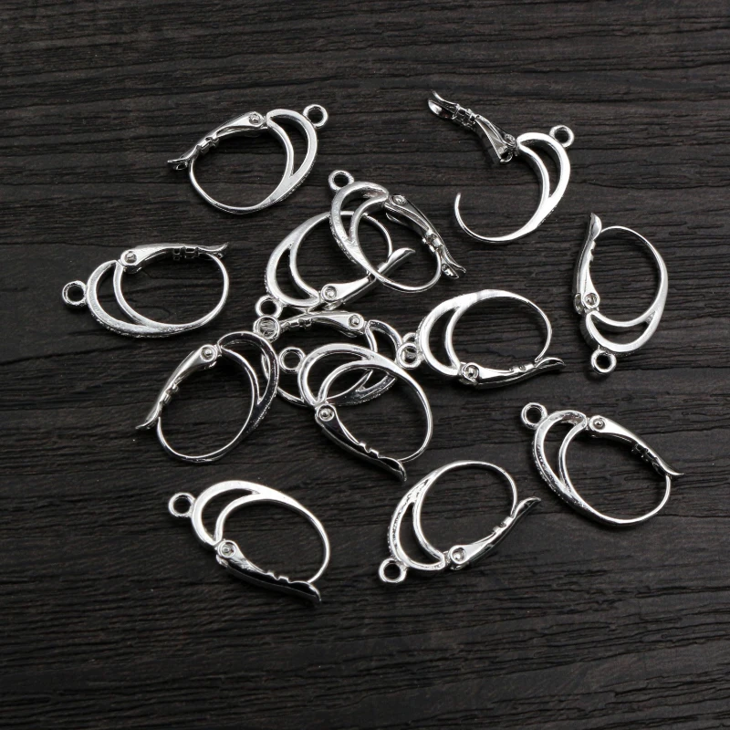 6pcs ( 3pairs) 20x11mm Bright Silver Plated Rhodium Ear Hooks Earring Wires for Handmade Women Fashion Jewelry Earrings