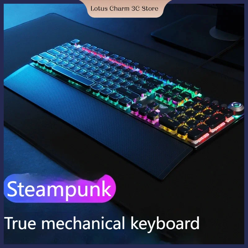 Aula F2088 Electroplated Punk Mechanical Anti-Ghost keyboard Cable Esports Game Pubg Cs Valorante Gaming Keyboard Desktop Laptop