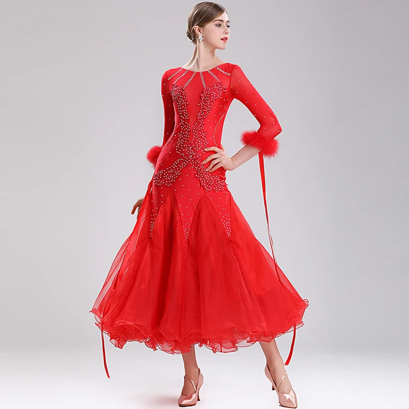 Robe de danse moderne personnalisée, grande jupe pivotante pour spectacle de valse, jupe Standard nationale haut de gamme, vêtements de danse sociale