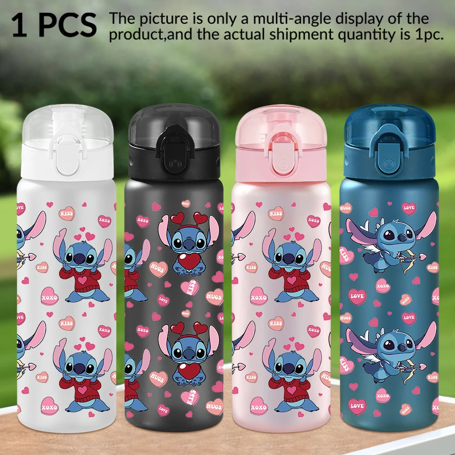 

1Pc Disney Stitch Love Pattern 26oz Plastic Water Bottle Outdoor Sports Water Cup Birthday/Back To School Gift