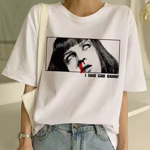 Pulp Fiction Mia Wallace Mary t shirt women Y2K Japanese top female funny clothes