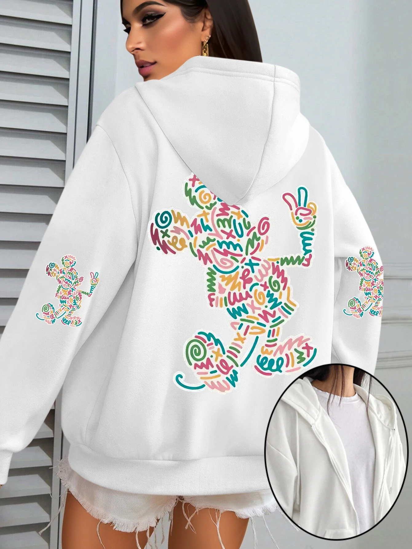 Disney Minnie Mickey Couple Zipper Hoodies Fleece Sweatshirt Fleece Women's Men Cotton Autumn Winter Pullover Oversized Coats