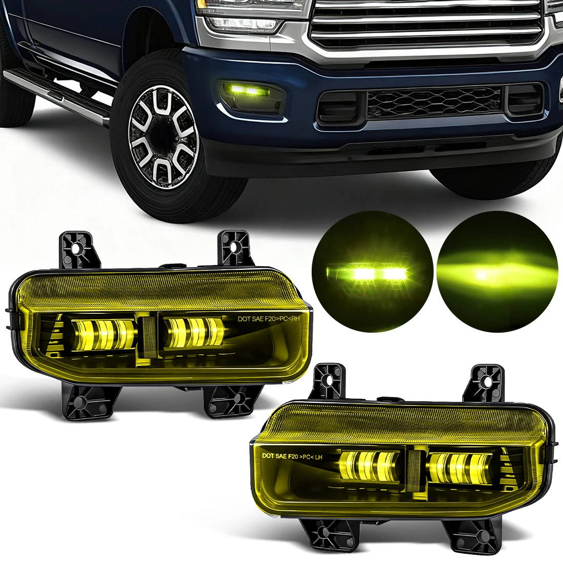 

1 SET DRL Turn Signal Lamp For Dodge Ram 1500 2500 2019-2022 Daytime Running Light Fog Lamp Driving Headlights Front Fog Light
